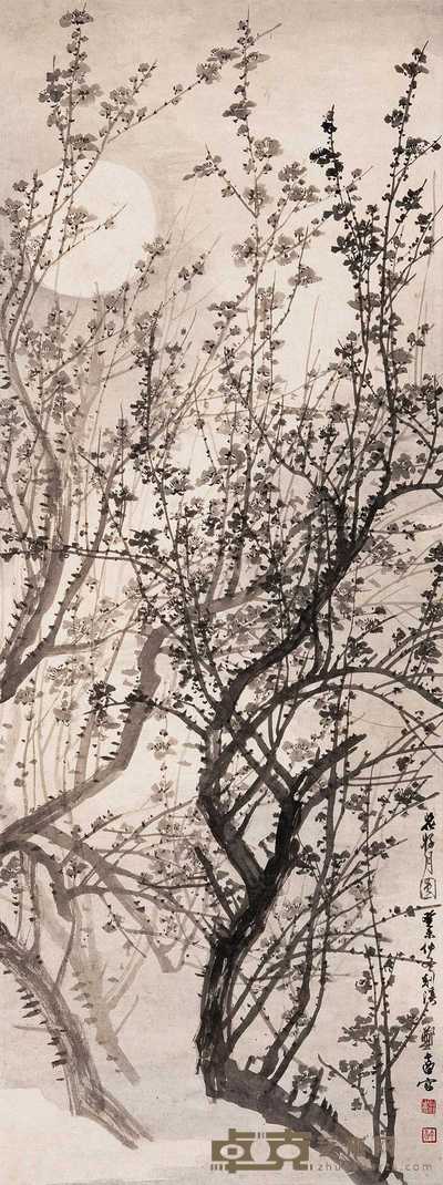 郑午昌 癸未（1943年）作 花好月圆 立轴 101×38cm